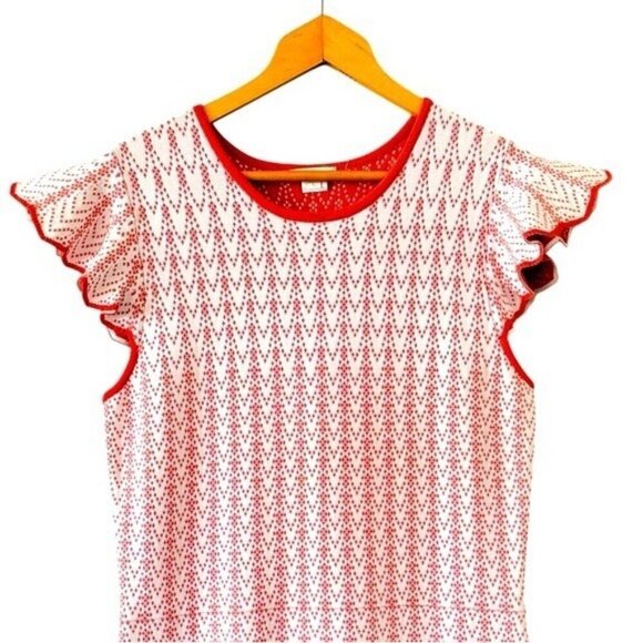 ANTHROPOLOGIE Shoshanna Callie Knit Flutter Sleeve Drop Waist Dress Size L - Picture 6 of 11